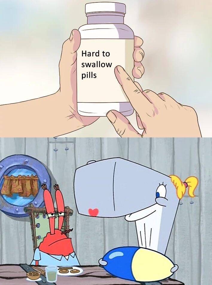 meme SpongeBob tentang minum obat