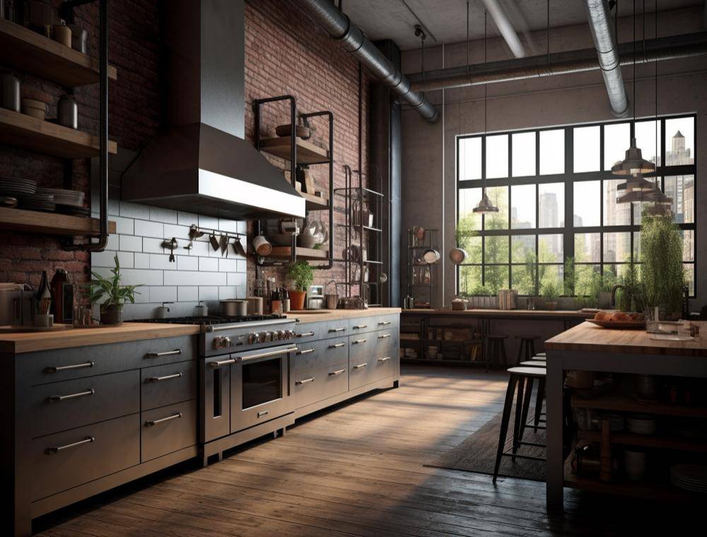 ilustrasi dapur bergaya industrial (freepik.com/freepik)