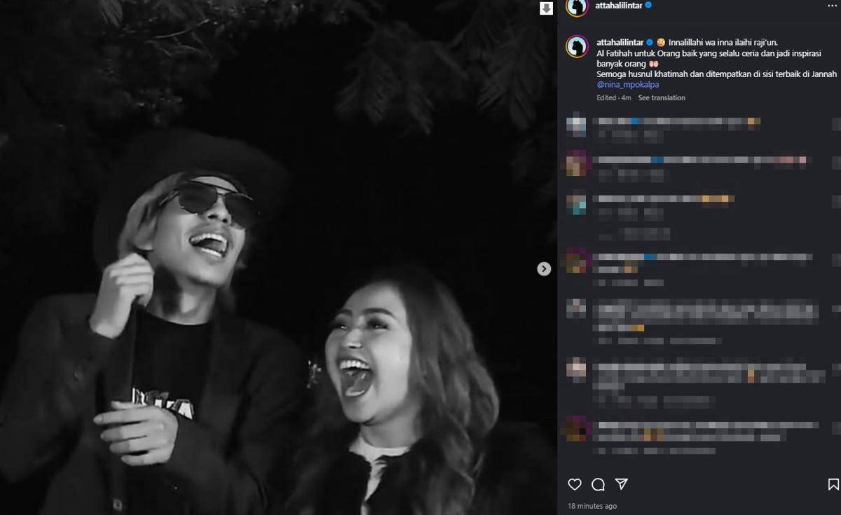 Artis Sampaikan Belasungkawa atas Meninggalnya Mpok Alpa (Instagram.com/attahalilintar)