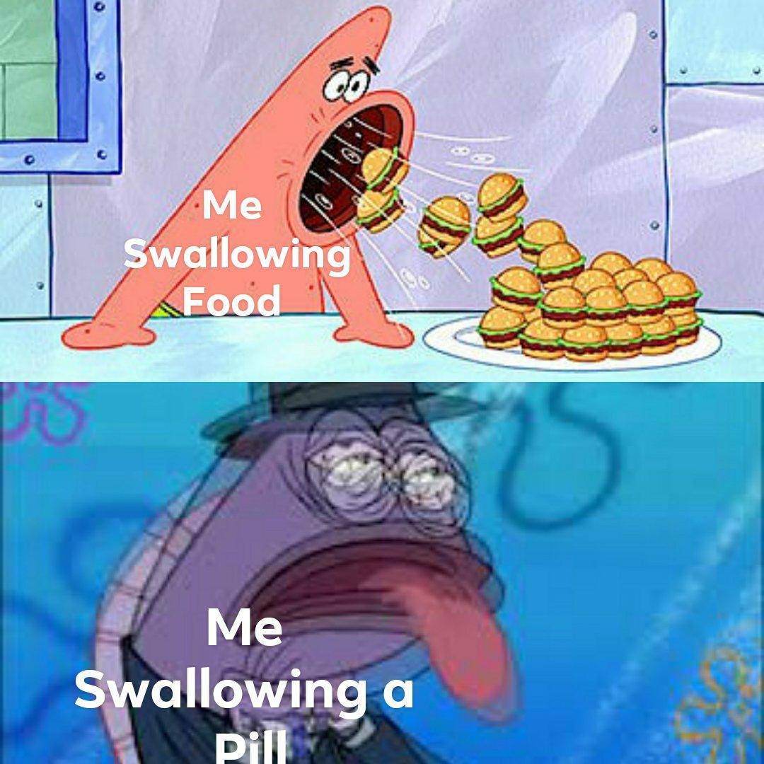 meme SpongeBob tentang minum obat