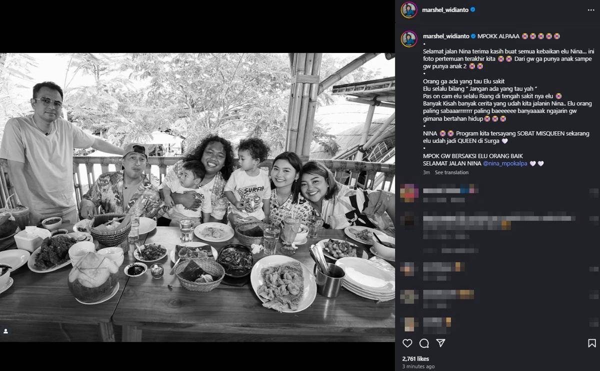 Artis Sampaikan Belasungkawa atas Meninggalnya Mpok Alpa (Instagram.com/marshel_widianto)