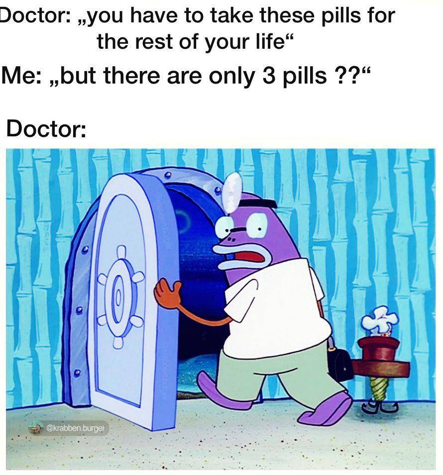 meme SpongeBob tentang minum obat