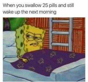 meme SpongeBob tentang minum obat