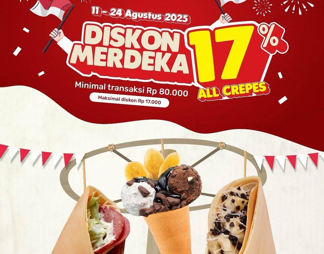 Promo Diskon Merdeka dari DCrepes. (Instagram.com/raachasuki)