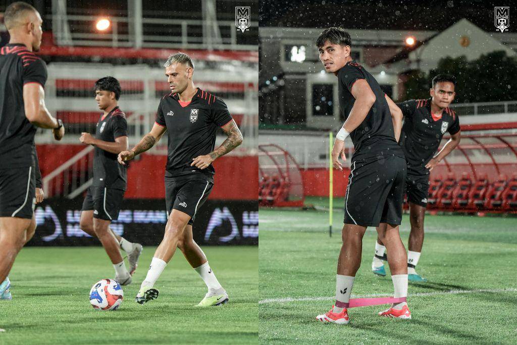 Para pemain Malut United dalam sesi official training di Stadion Kie Raha Ternate pada Kamis 14 Agustus 2025. (Instagram.com/malutunitedfc)