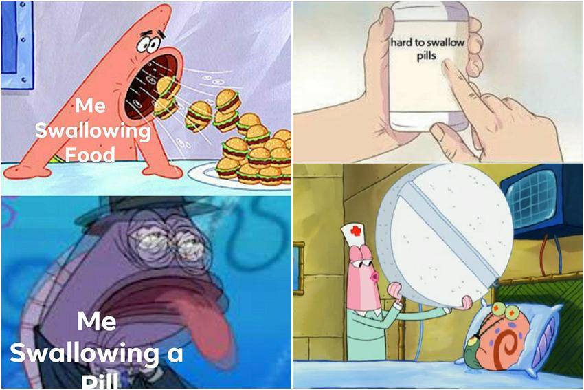 meme SpongeBob tentang minum obat