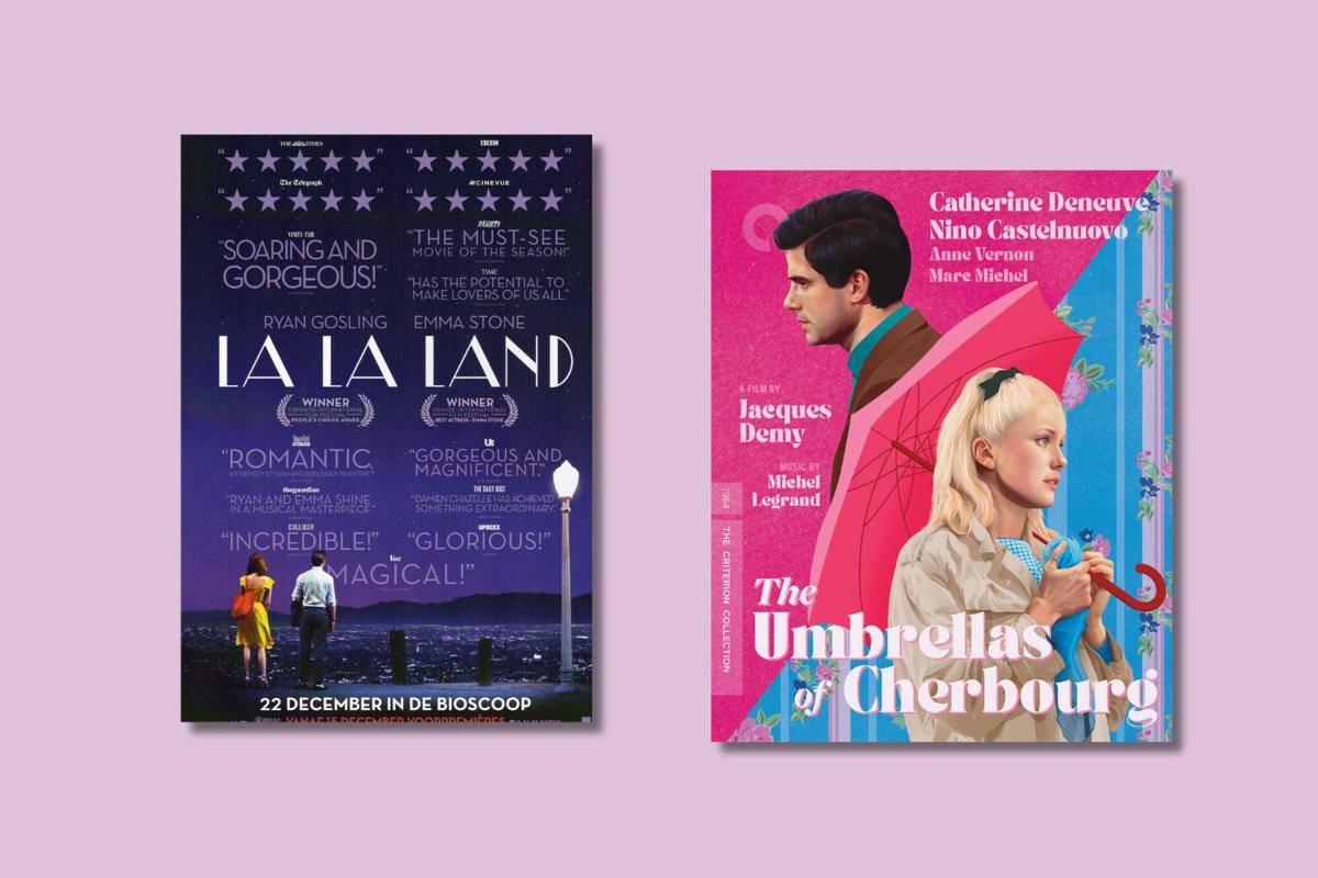 poster film La La Land dan The Umbrella of Cherbourg