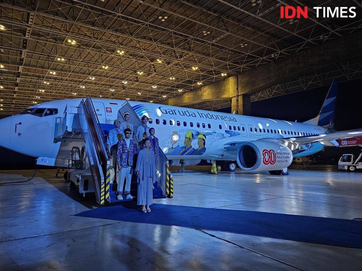 Livery Garuda Indonesia spesial HUT ke-80 RI (IDN Times/Maya Aulia Aprilianti)
