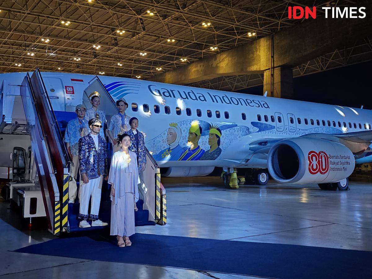 Livery Garuda Indonesia spesial HUT ke-80 RI (IDN Times/Maya Aulia Aprilianti)