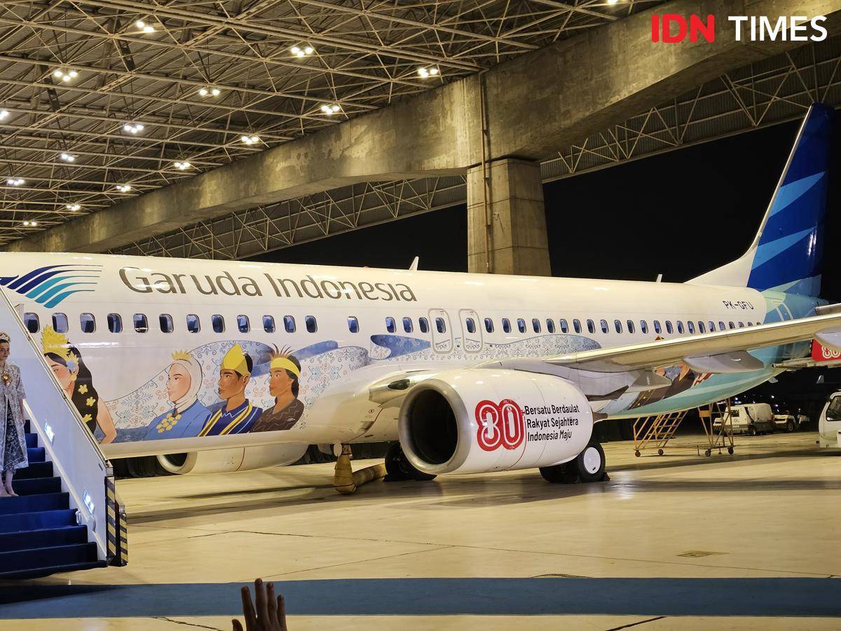 Livery Garuda Indonesia spesial HUT ke-80 RI (IDN Times/Maya Aulia Aprilianti)