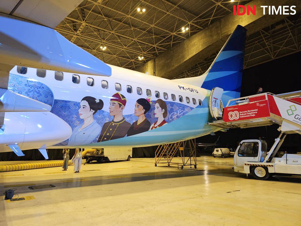Livery Garuda Indonesia spesial HUT ke-80 RI (IDN Times/Maya Aulia Aprilianti)