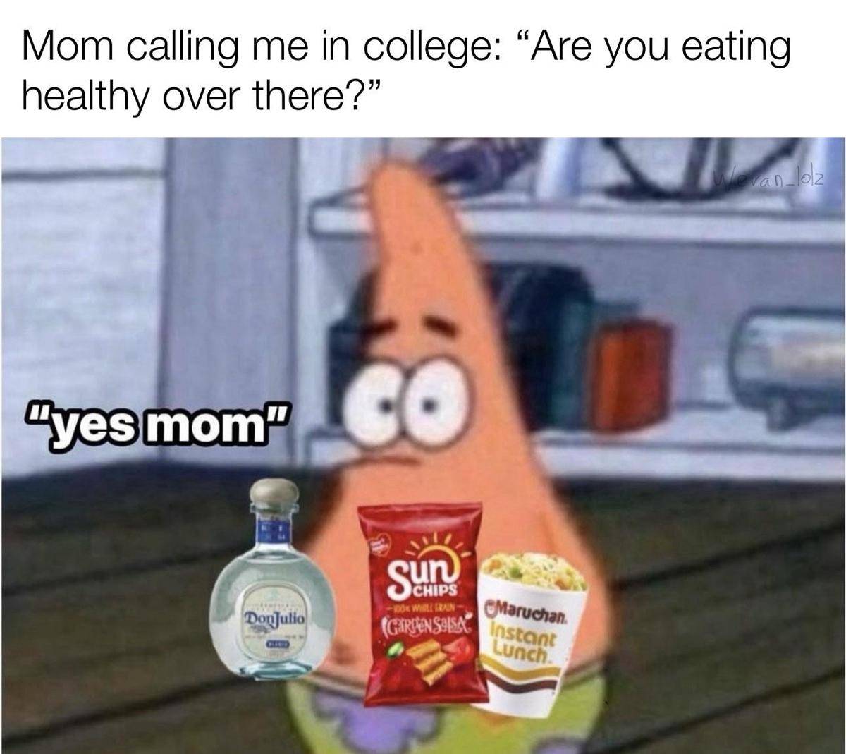 meme SpongeBob tentang mahasiswa