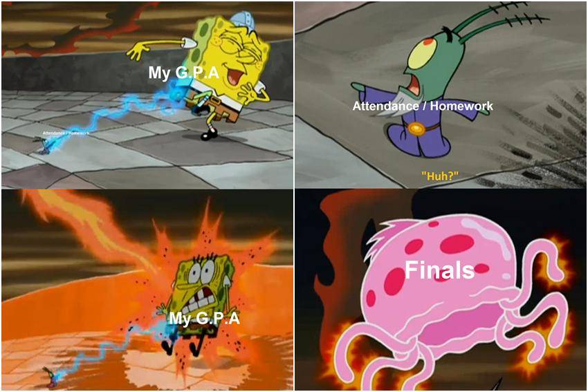 meme SpongeBob tentang mahasiswa