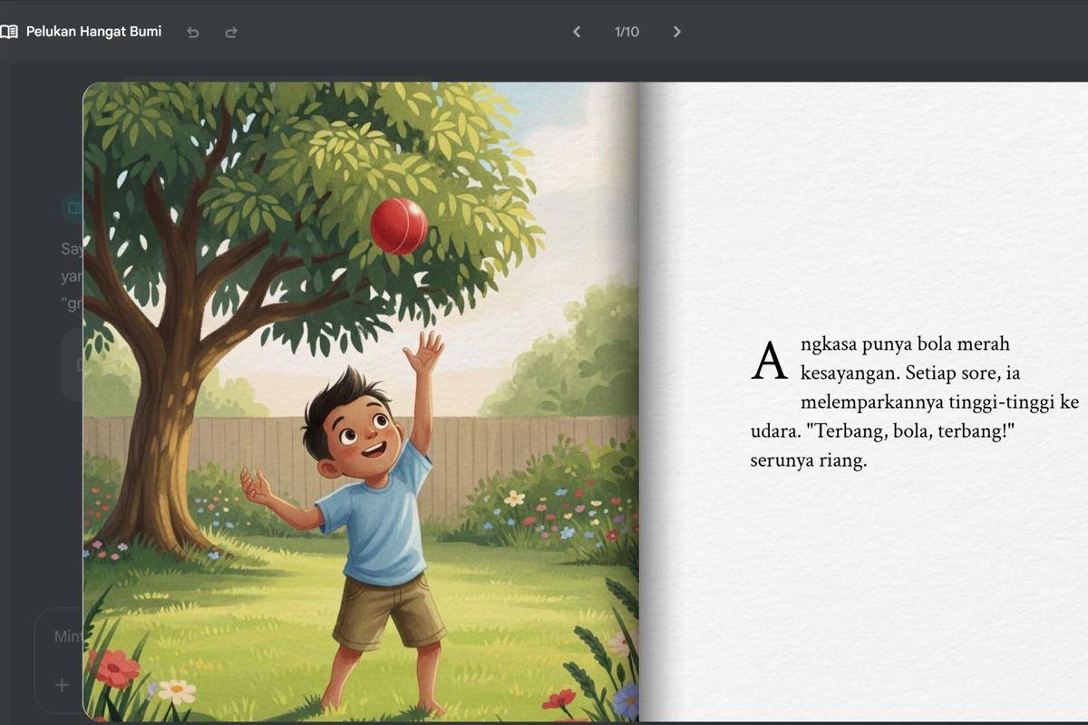 contoh cerita anak yang dihasilkan Storybook.