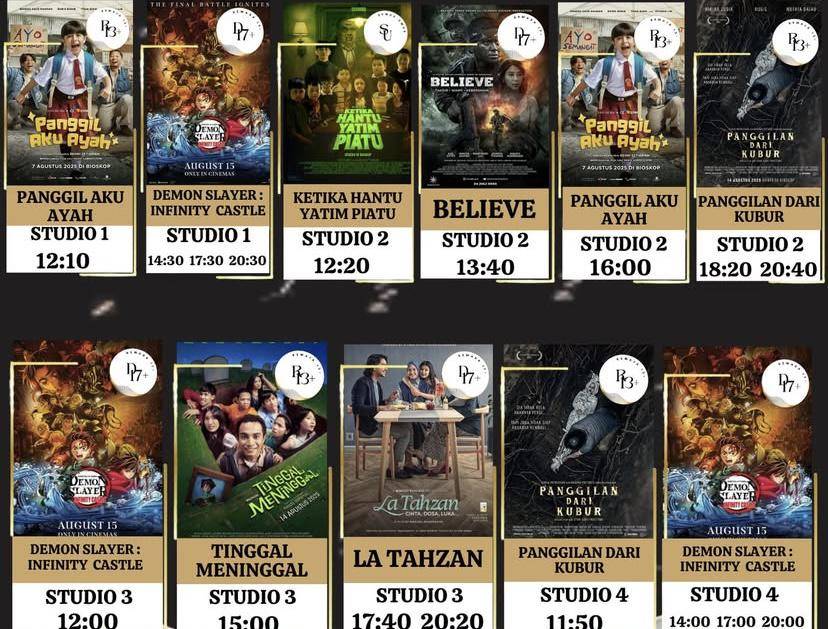 Deretan film yang tayang di Bes Cinema Pangkalpinang (instagram.com/@bescinema_pgk)
