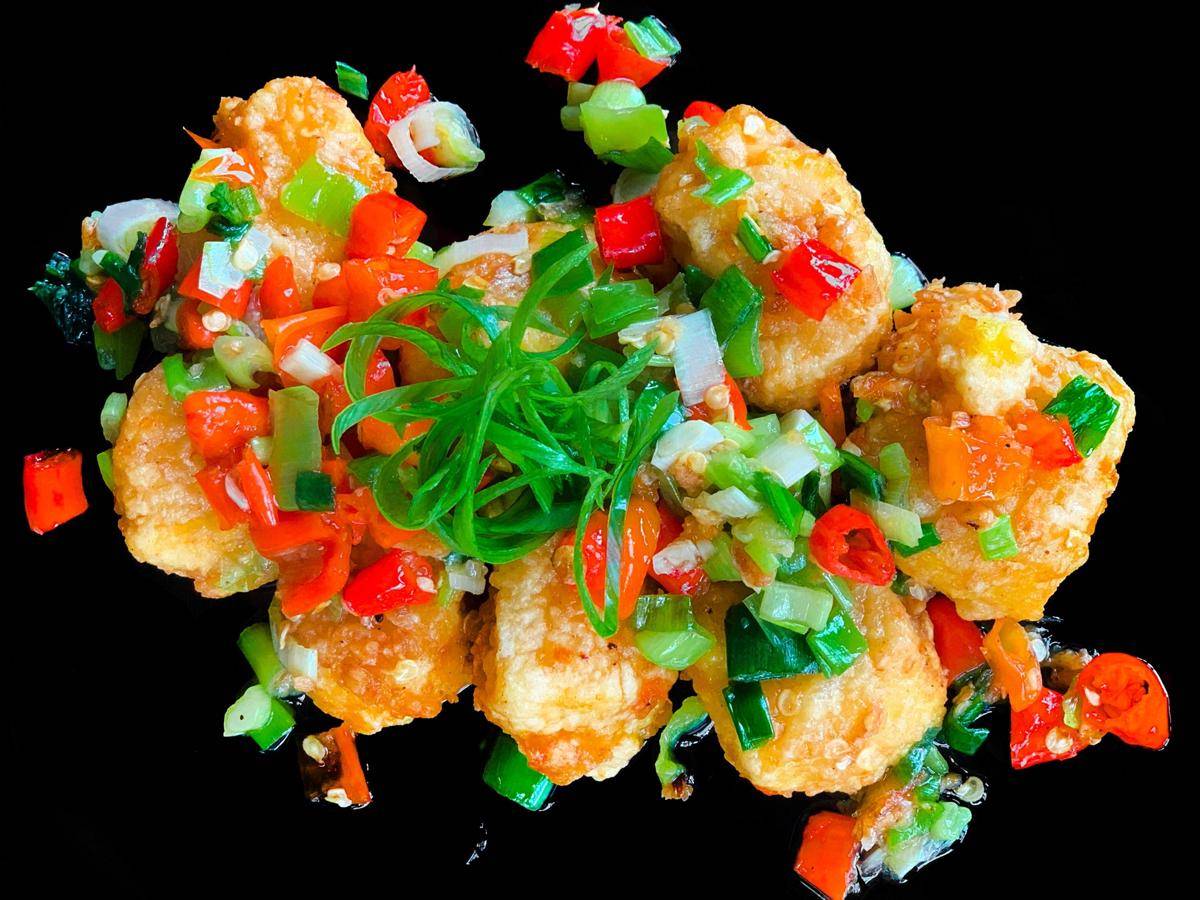 ilustrasi chicken popcorn sambal matah