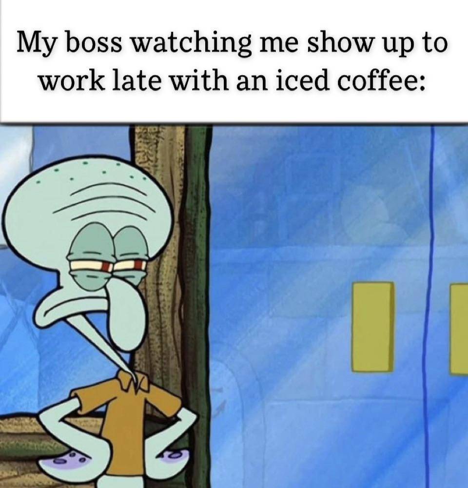 meme SpongeBob tentang terlambat