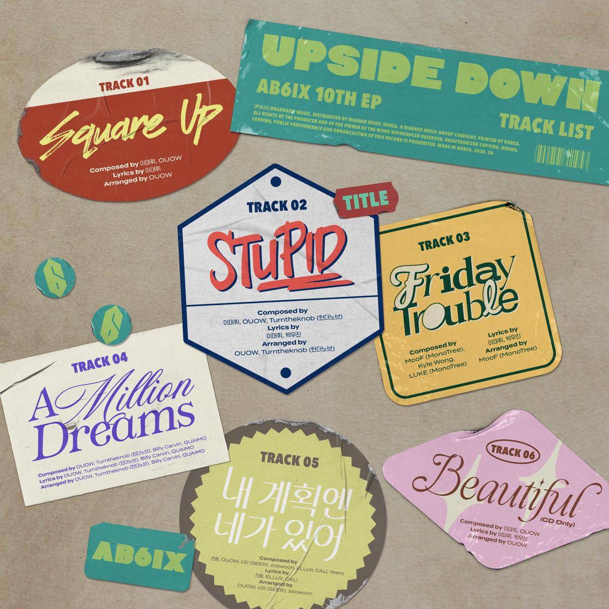 poster tracklist album UPSIDE DOWN dari AB6IX (x.com/AB6IX)