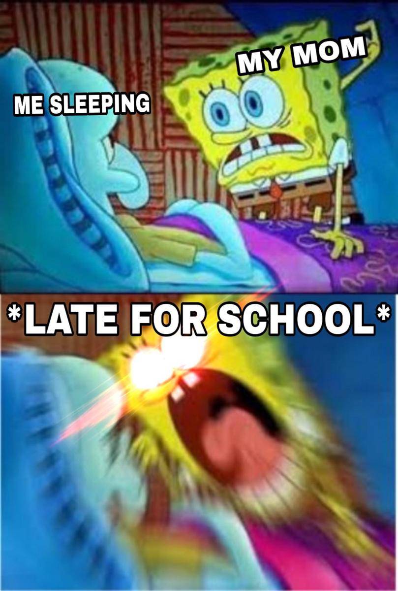 meme SpongeBob tentang terlambat