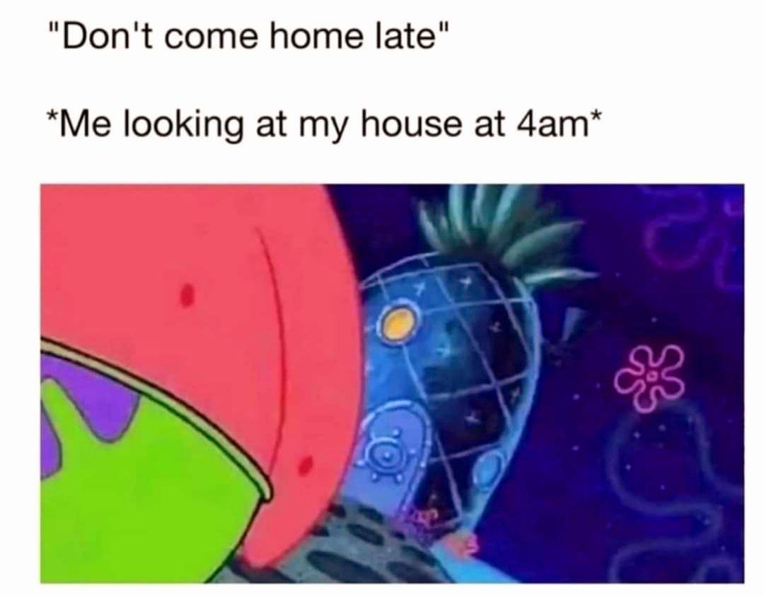 meme SpongeBob tentang terlambat