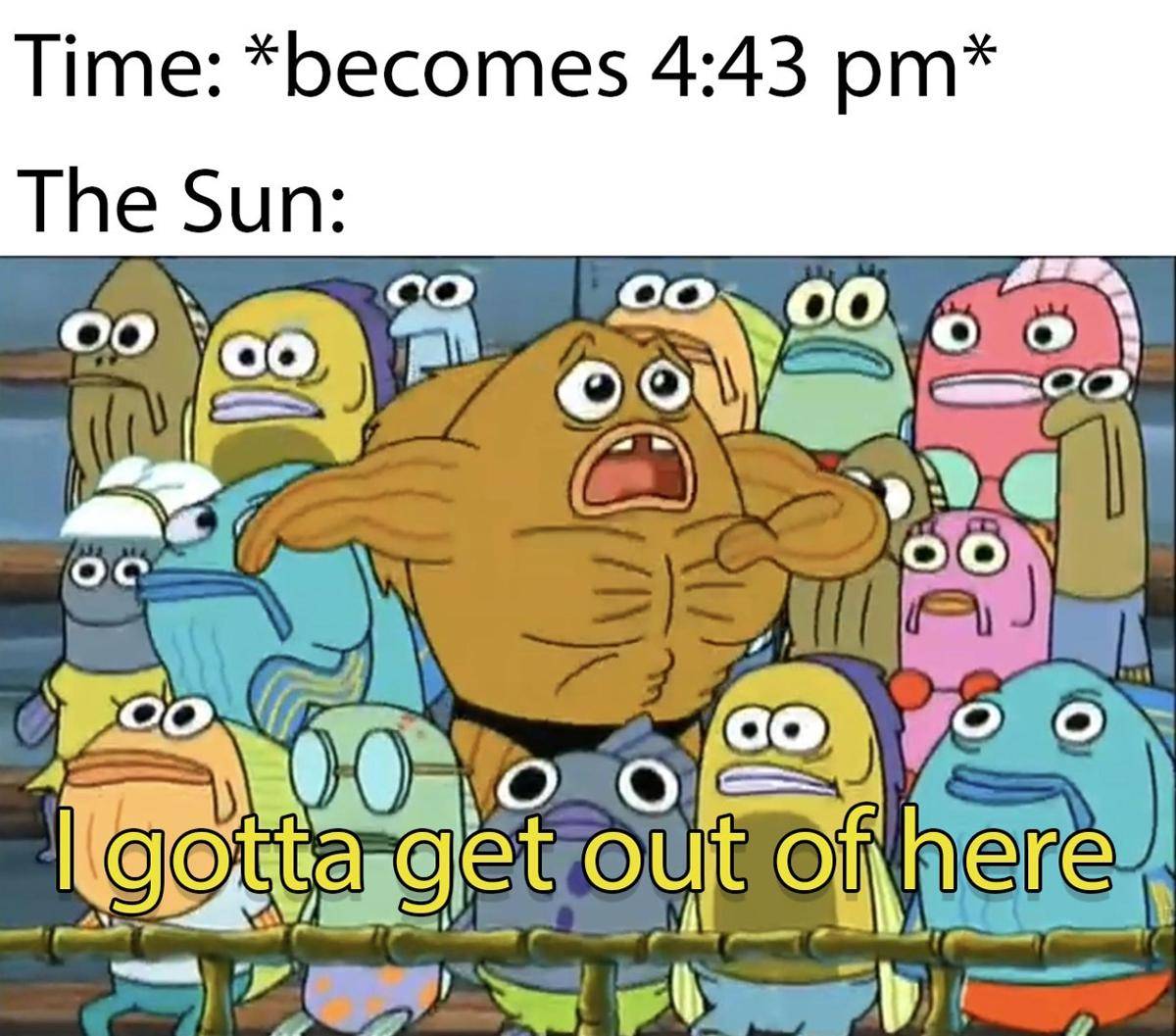 meme SpongeBob tentang terlambat