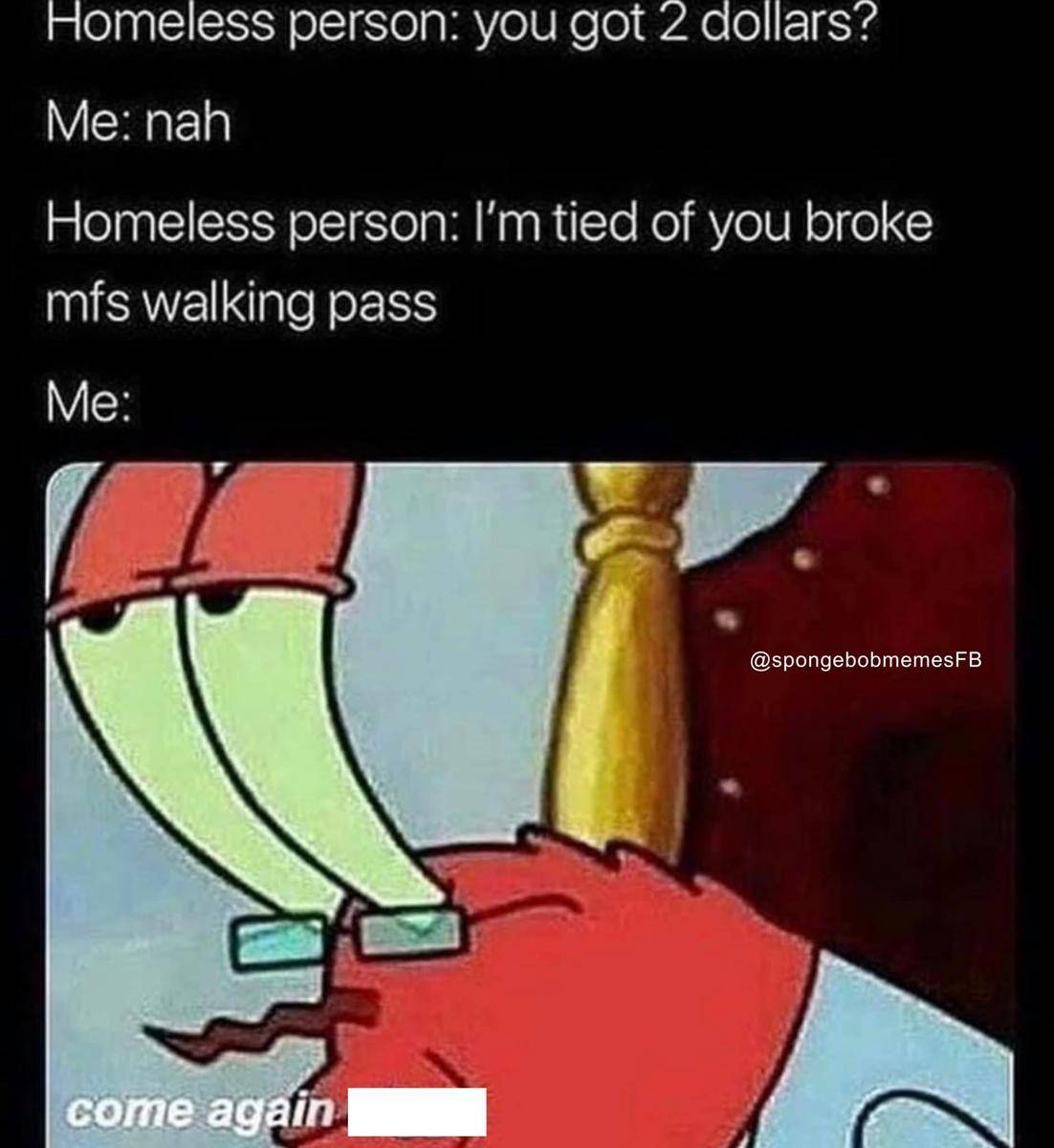 meme SpongeBob tentang situasi kere