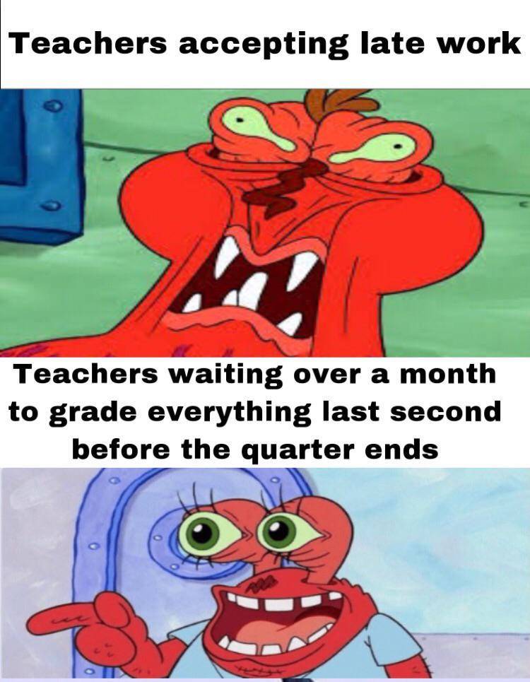 meme SpongeBob tentang terlambat
