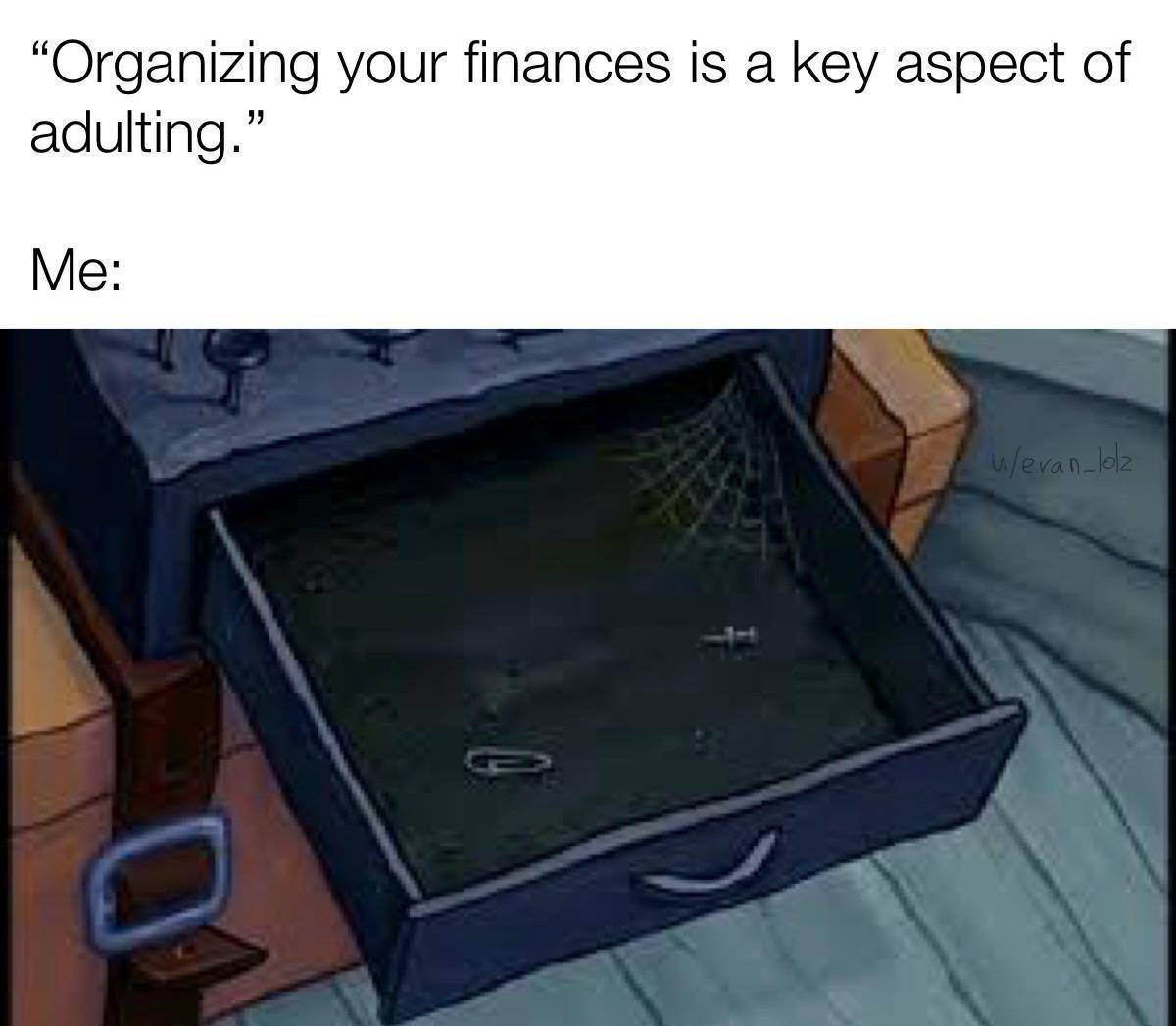 meme SpongeBob tentang laba-laba
