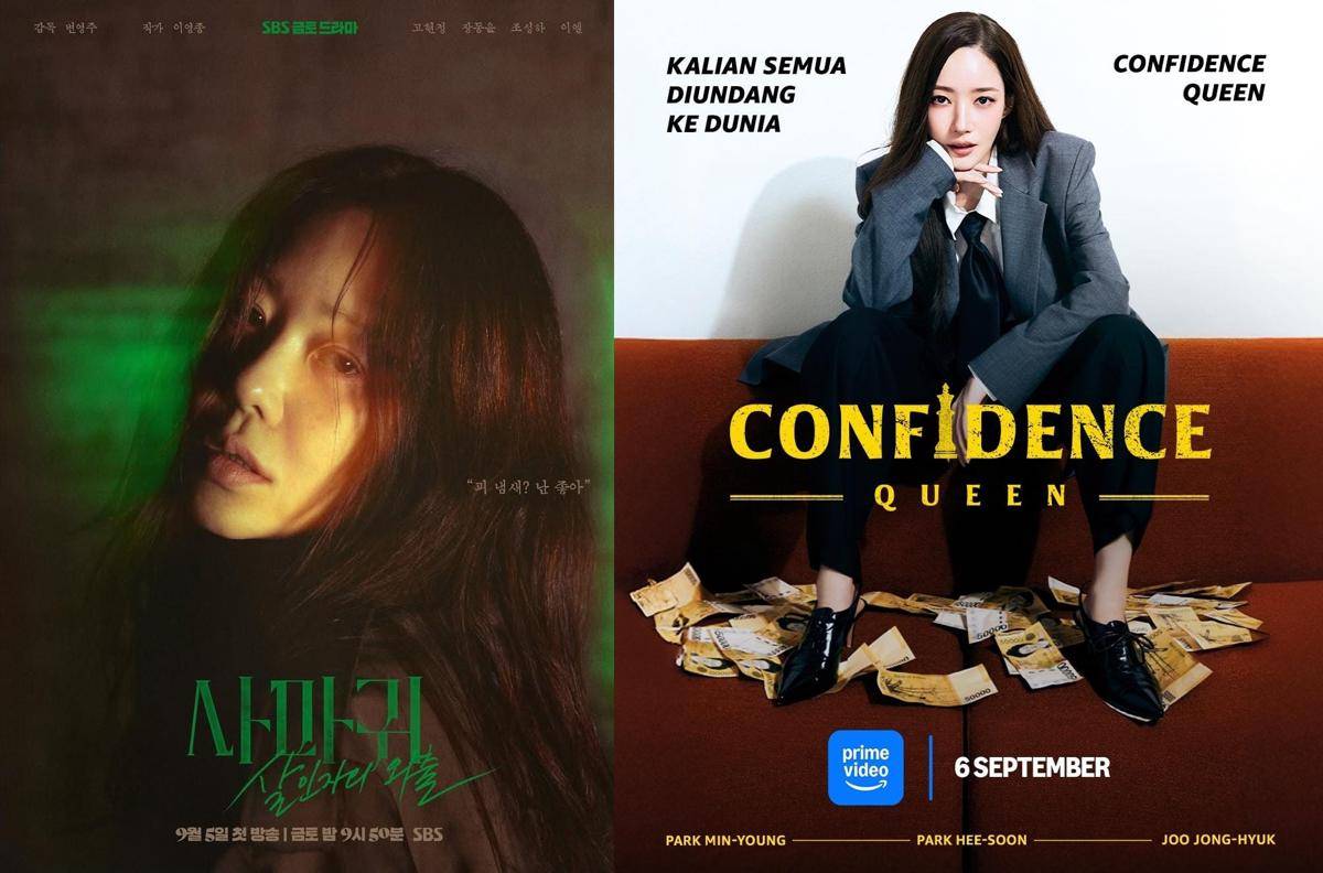 poster drama Queen Mantis (instagram.com/sbsdrama.official) | poster drama Confidence Queen (instagram.com/primevideoid)