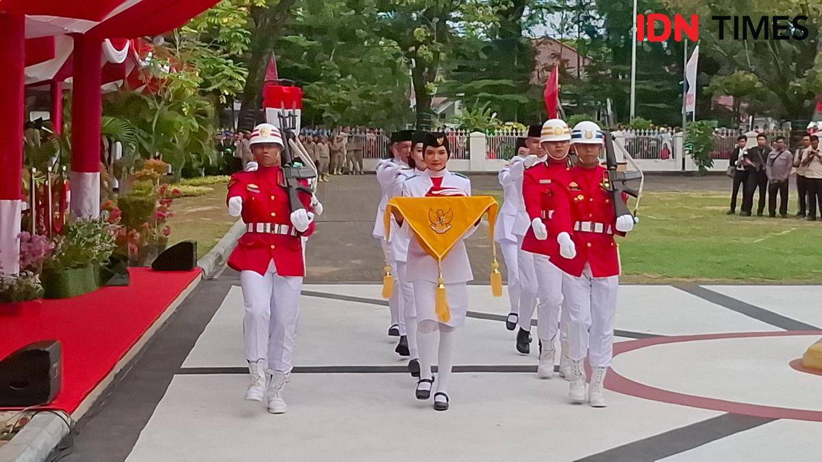 Upacara HUT RI ke-80 di Rujab Gubernur Sulsel, Minggu (17/8/2025).