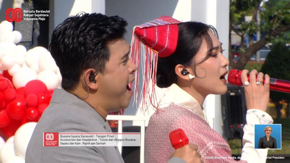 Penampilan Isyana Sarasvati dan Cakra Khan saat Upacara Detik-Detik Proklamasi di Istana Merdeka pada 17 Agustus 2025