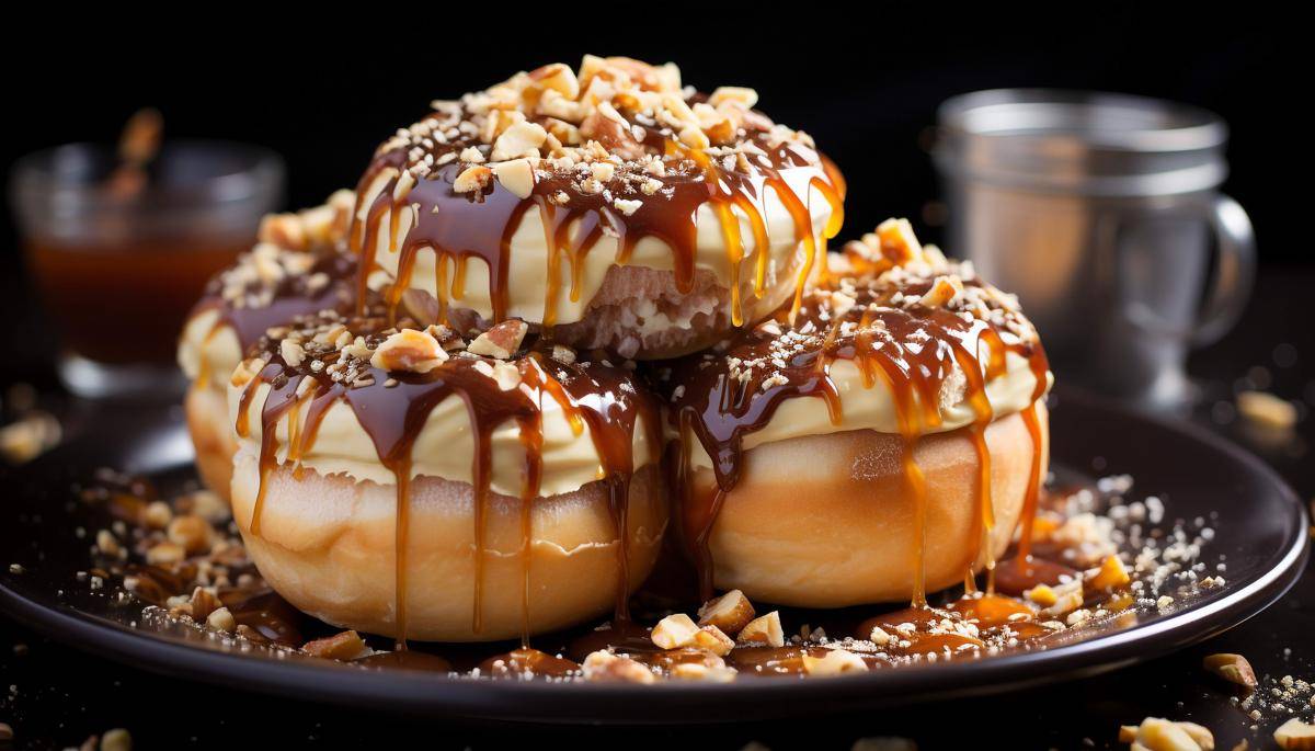 ilustrasi donat caramel almond (vecteezy.com/Luz Eugenia Velasquez)