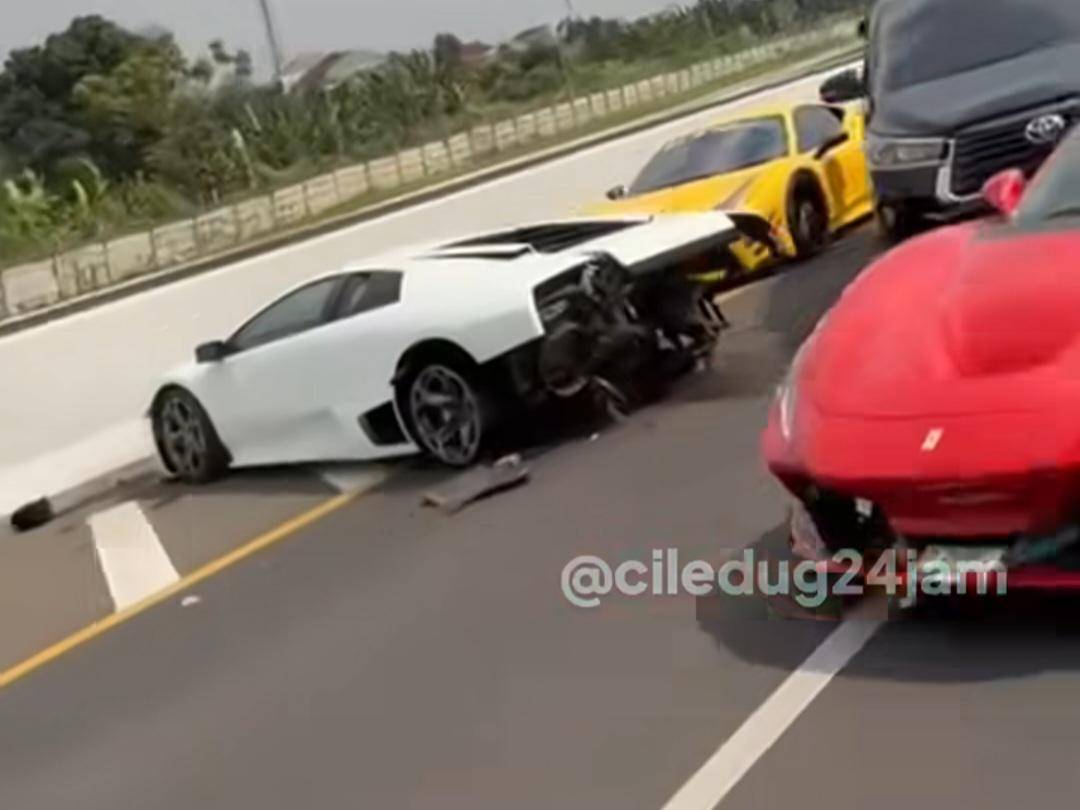 Lamborghini kecelakaan di tol Kunciran (Dok. Instagram @ciledug24jam)