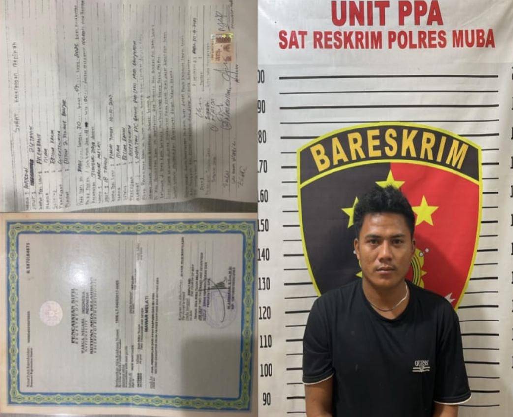 Pelaku yang bawa kabur anak gadis di Muba saat ditangkap Polisi. (Dok. Polres Muba)