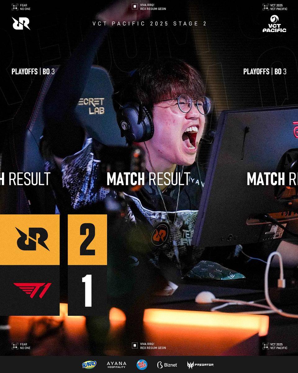 RRQ kalahkan T1 di lower bracket playoff 