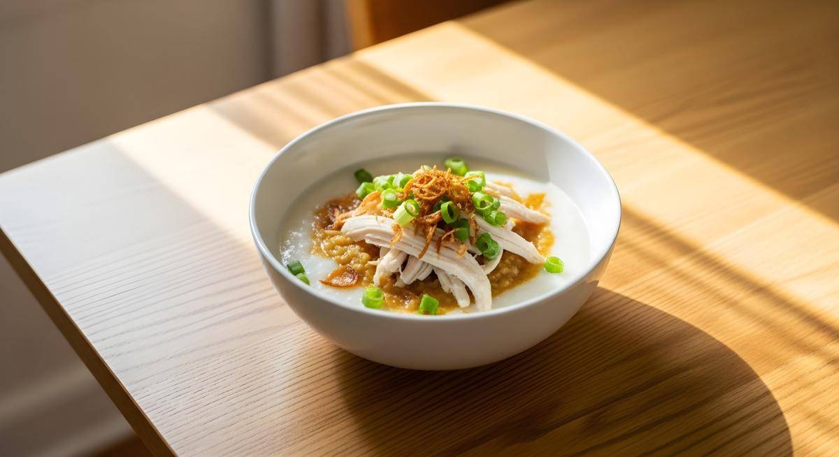 ilustrasi bubur ayam kuah bening