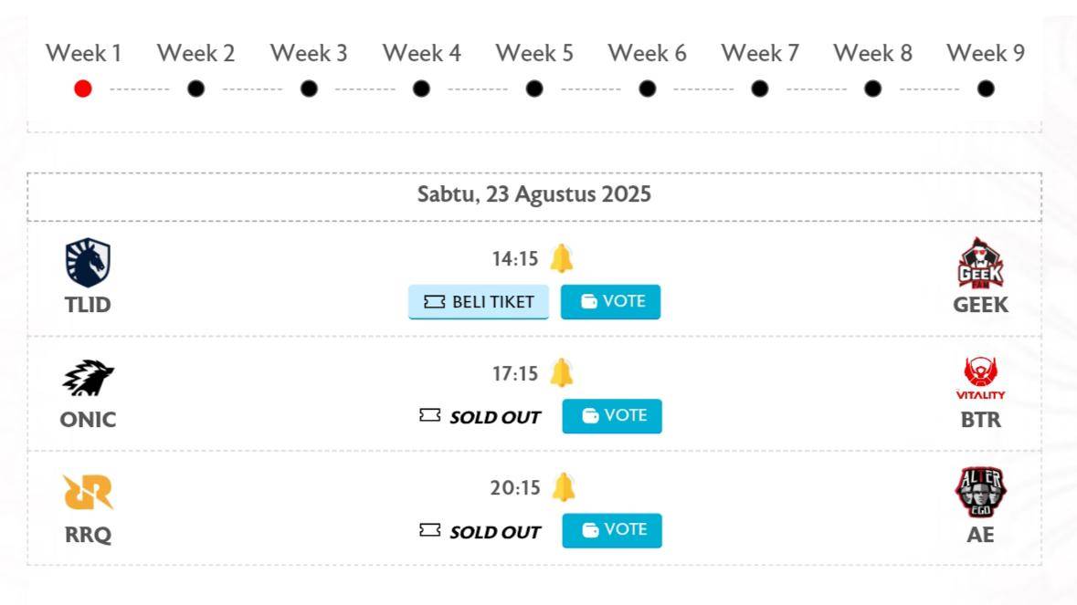 Jadwal Week 1 Day 2 MPL ID Season 16 