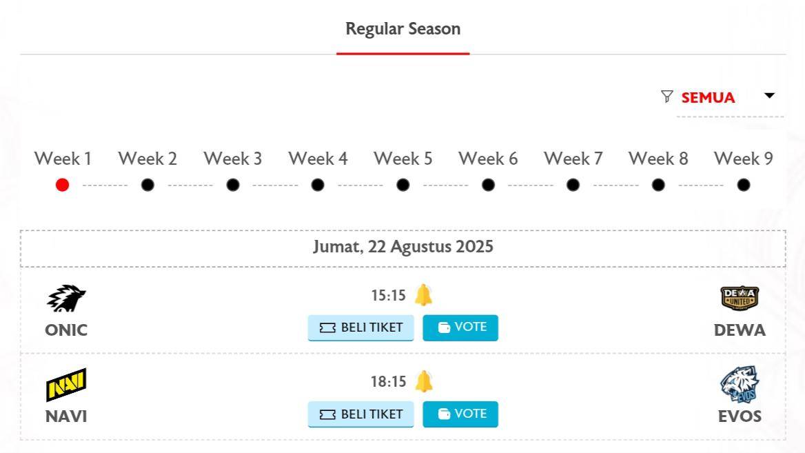 Jadwal Week 1 Day 1 MPL ID Season 16