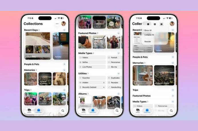 ilustrasi tampilan aplikasi Photos di iOS 26
