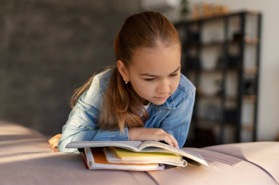 illustrasi anak membaca buku (freepik.com/freepik)