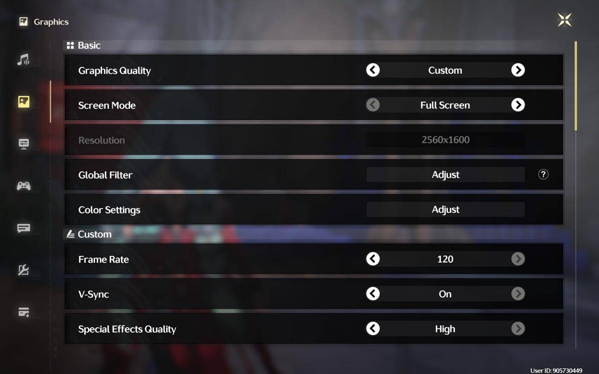 Screenshot setting Wuthering Waves di HP OMEN Max 16.