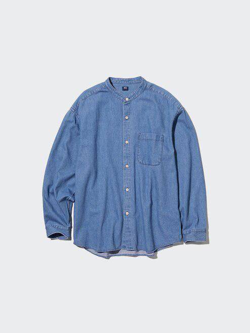 UNIQLO Kemeja Denim Oversize Kerah Tegak 457426 (uniqlo.com)