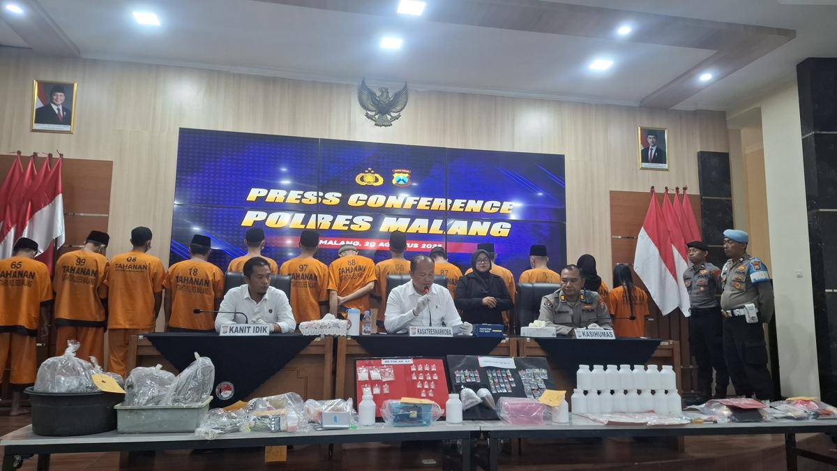 Konferensi pers kasus narkoba di Mapolres Malang. (IDN Times/Rizal Adhi Pratama)