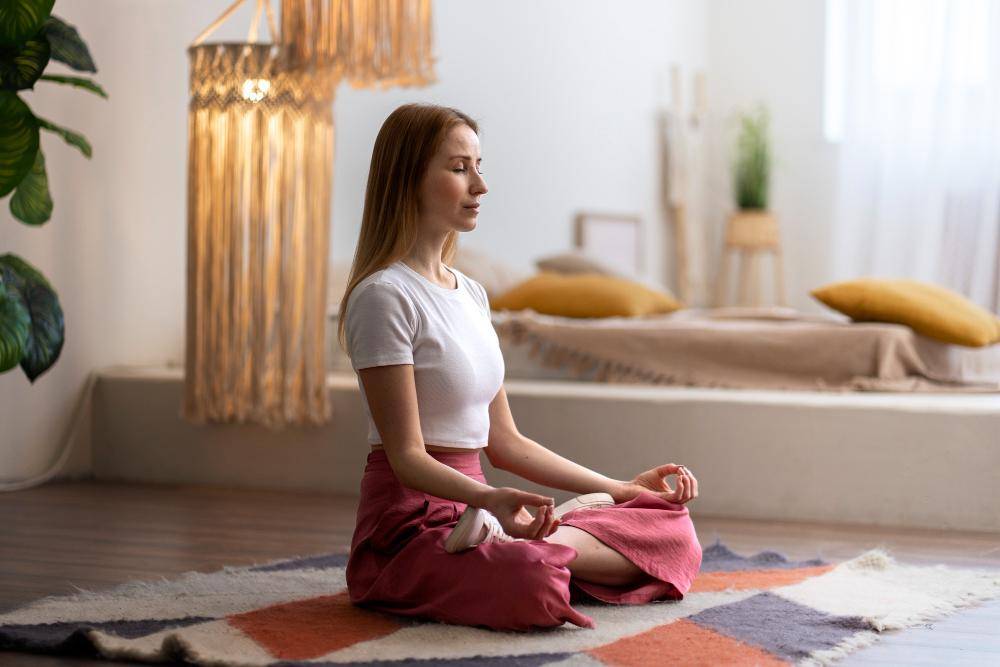 ilustrasi perempuan meditasi