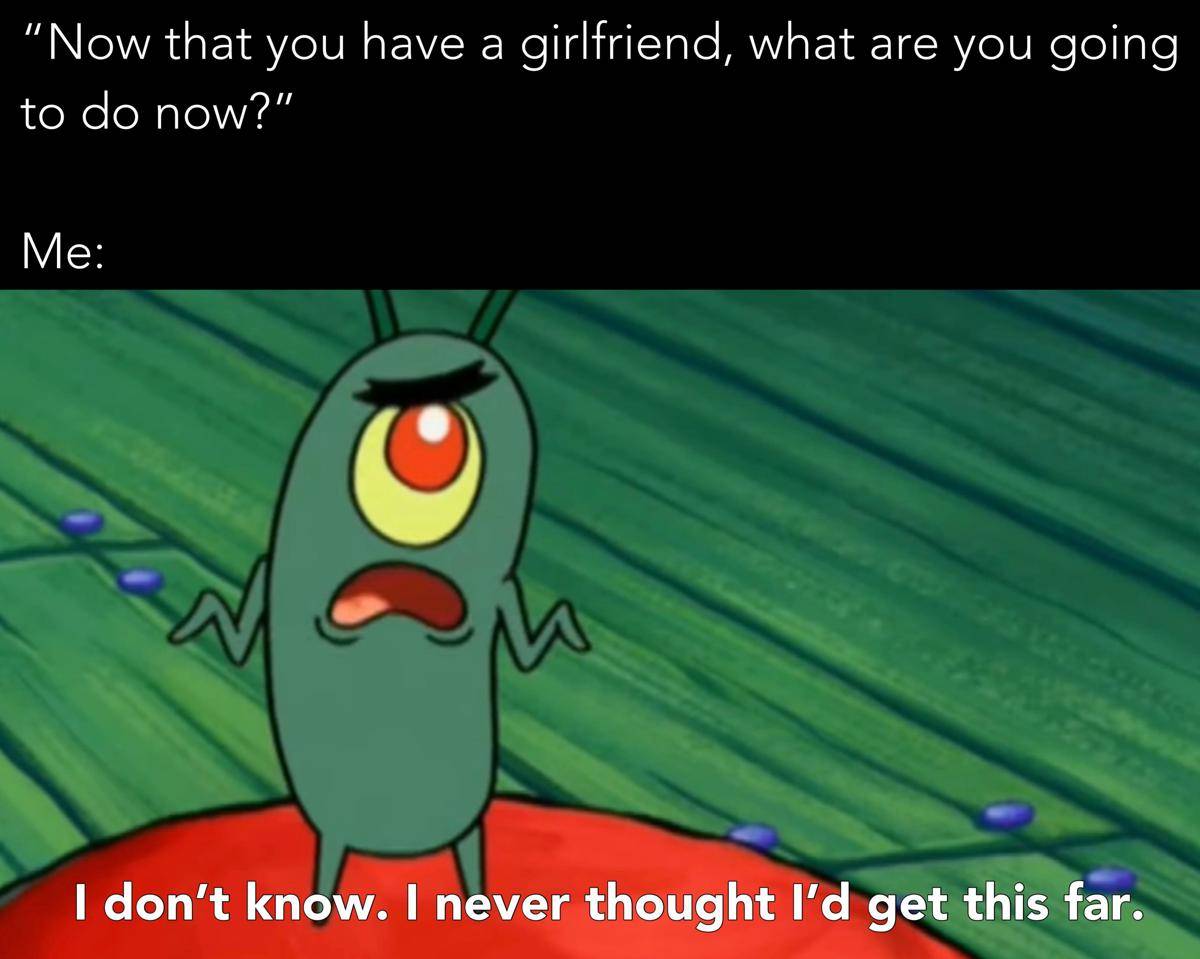 meme SpongeBob tentang pacar cewek