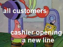 meme SpongeBob tentang kasir