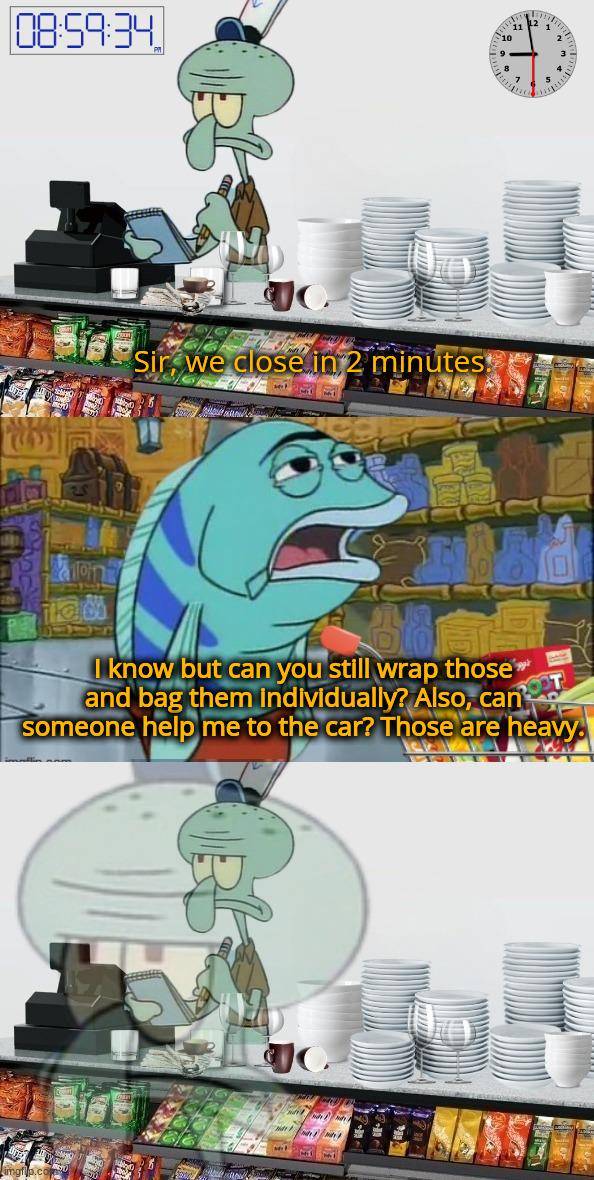 meme SpongeBob tentang kasir