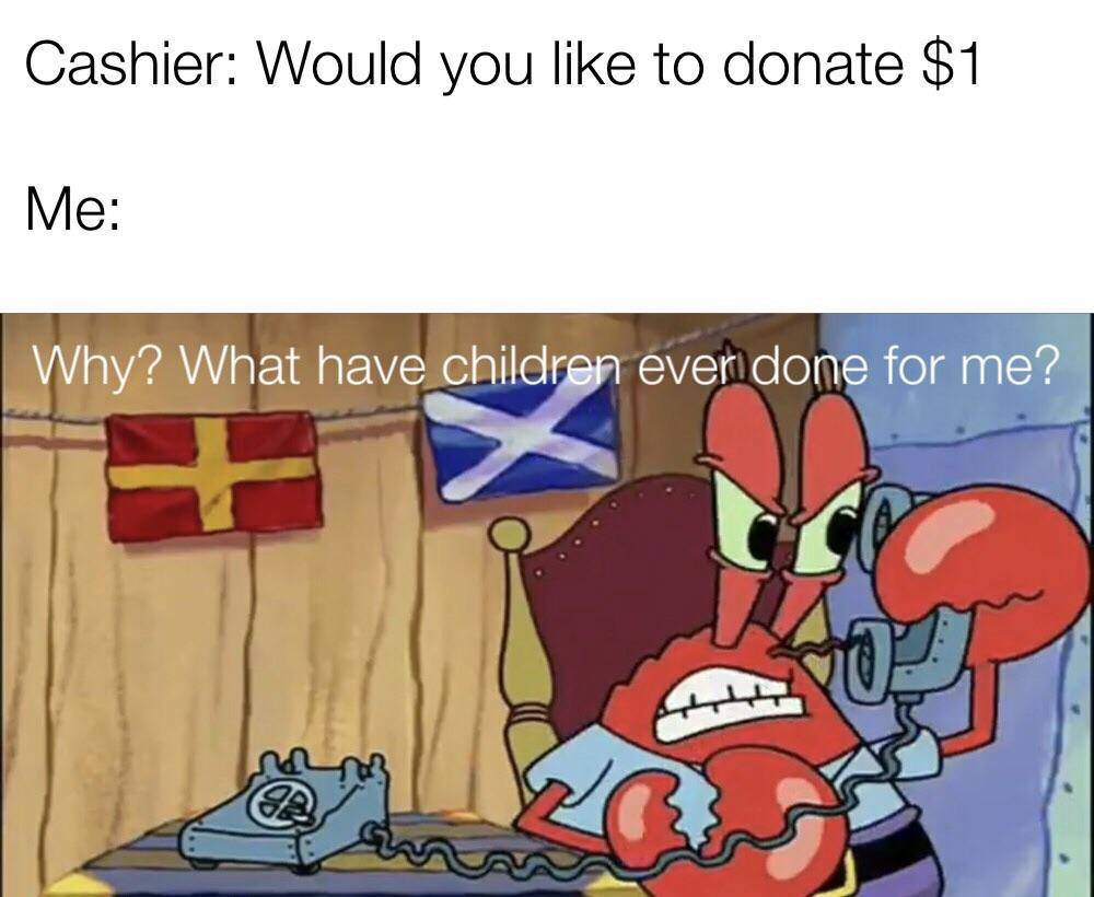 meme SpongeBob tentang kasir