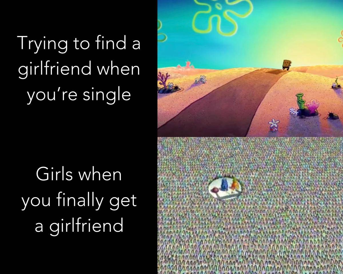 meme SpongeBob tentang pacar cewek