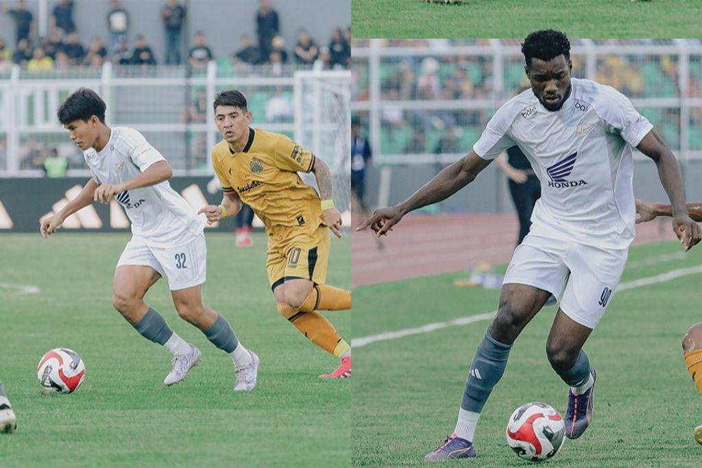 Aksi pemain PSM Makassar, Rifky Dwi Septiawan (kiri) dan Jacques Themopele (kanan), dalam laga pekan kedua BRI Super League 2025/2026 melawan Bhayangkara Presisi FC yang berlangsung di Stadion Sumpah Pemuda Bandar Lampung pada 16 Agustus 2025. (Instagram.com/psm_makassar)